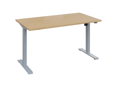 Flexi 28-14 výškově nastavitelný stůl, kovová podnož stříbrná, deska 25 mm, široký 1400 mm, javor horský